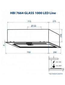Вытяжка Minola  HBI 7664 WH GLASS 1000 LED Line